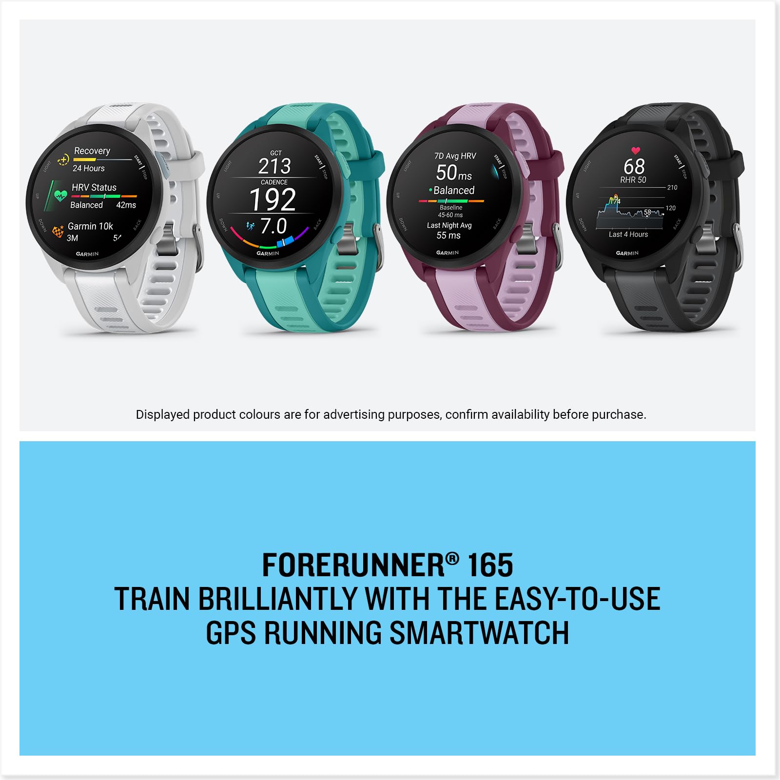 Garmin Forerunner 165 Music GPS 43mm Running Smartwatch, Lightweight, AMOLED Touchscreen, Advanced Training & Insights, Safety & Tracking Features, up to 11 days Battery Life, Aqua