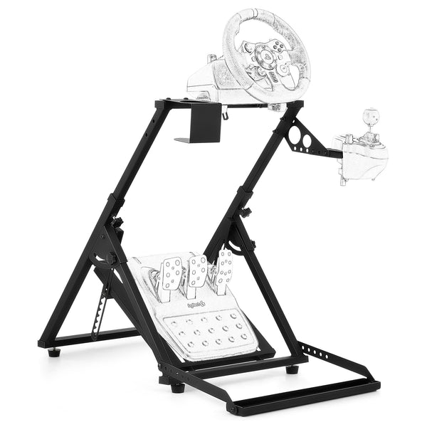 CO-Z Steering Wheel Stand, Height Adjustable Racing Wheel Stand with LED Light Strip, Foldable Gaming Simulator Cockpit Compatible with Logitech G920 G27 G25 G29 Thrustmaster T80 T150 TX F430