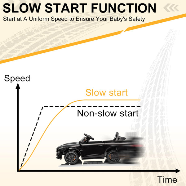 Karlhome 12V Ride on Car, Licensed Mercedes Benz AMG GTR with Parental Remote, 2 Motors Electric Car for Kids to Drive w/Wider Seat, LED Lights, Openable Doors, MP3, Smooth Start, 3 Speeds - Black