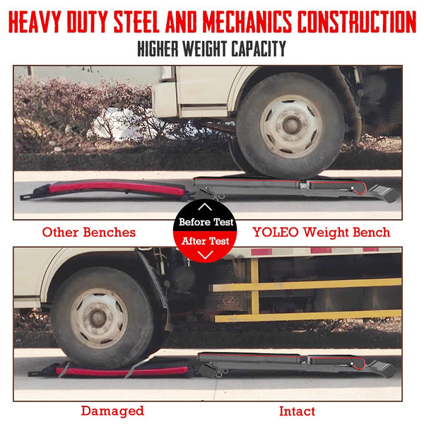 YOLEO Weight Bench, 660LB/300KG Adjustable Foldable Strength Training Bench, Utility Incline Decline Bench for Full Body Workout- Integrated Structure