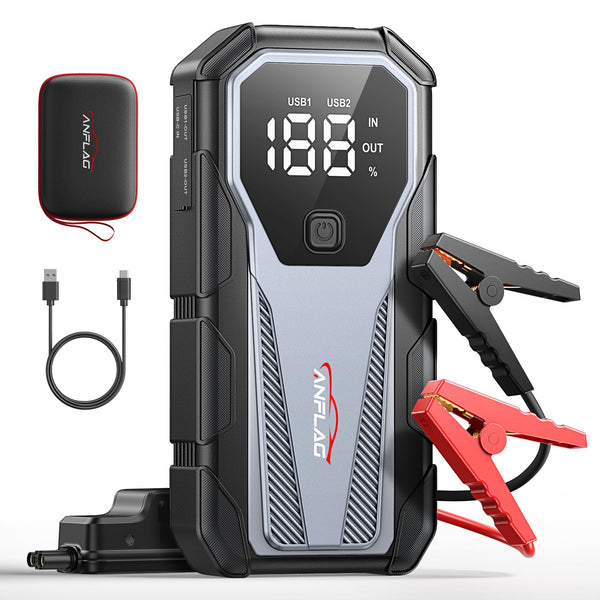 Jump Starter Power Pack, ANFLAG 6000A 21800mAh Car Battery Booster Jump Starter(All Gas/10L Diesel), 12V Car Starter Power Bank with Force Start, Jump leads, LED Flashlight