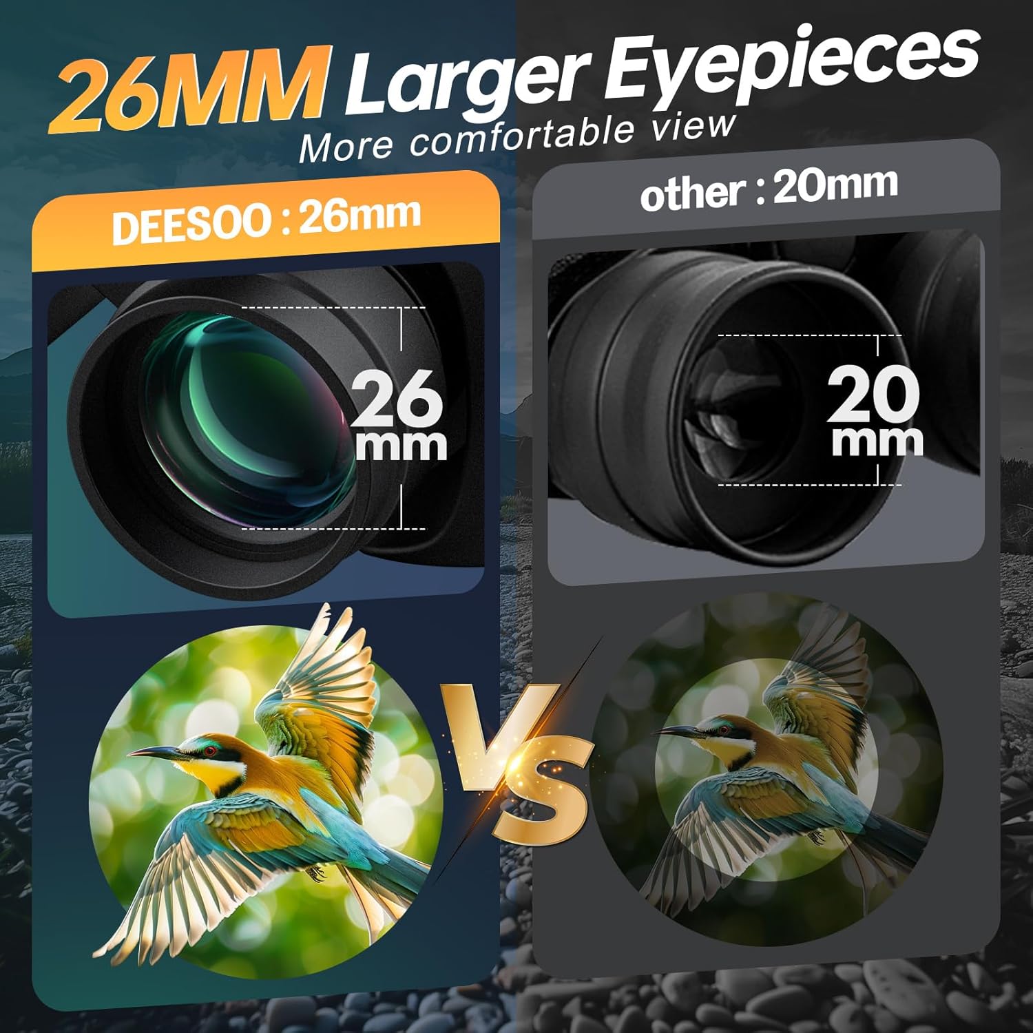 Deesoo 20x52 Binoculars for Adults High Powered - HD Large View Binoculars with Low Light Vision - Professional Binocular for Bird Watching Hunting Travel Cruise Outdoor Sports with Carrying Bag