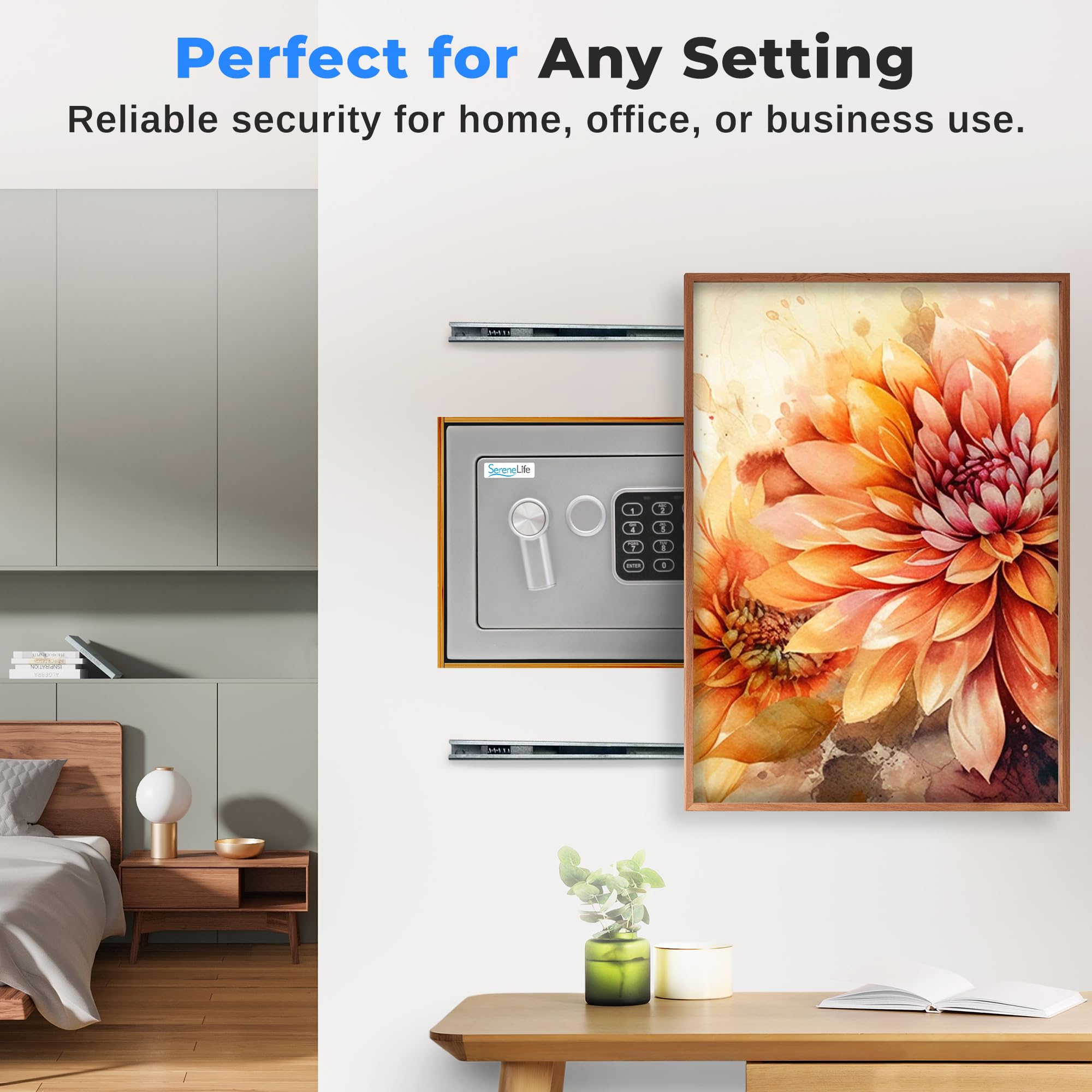 Pyle Home Safe Box Locker, Small Money Safe, Mini Fireproof Safes, Wall & Floor Steel Vault, Electronic Digital Keypad, 2 Keys, 23.1 × 17 × 17cm, Secure for Cash, Guns, Jewelry & More - Red