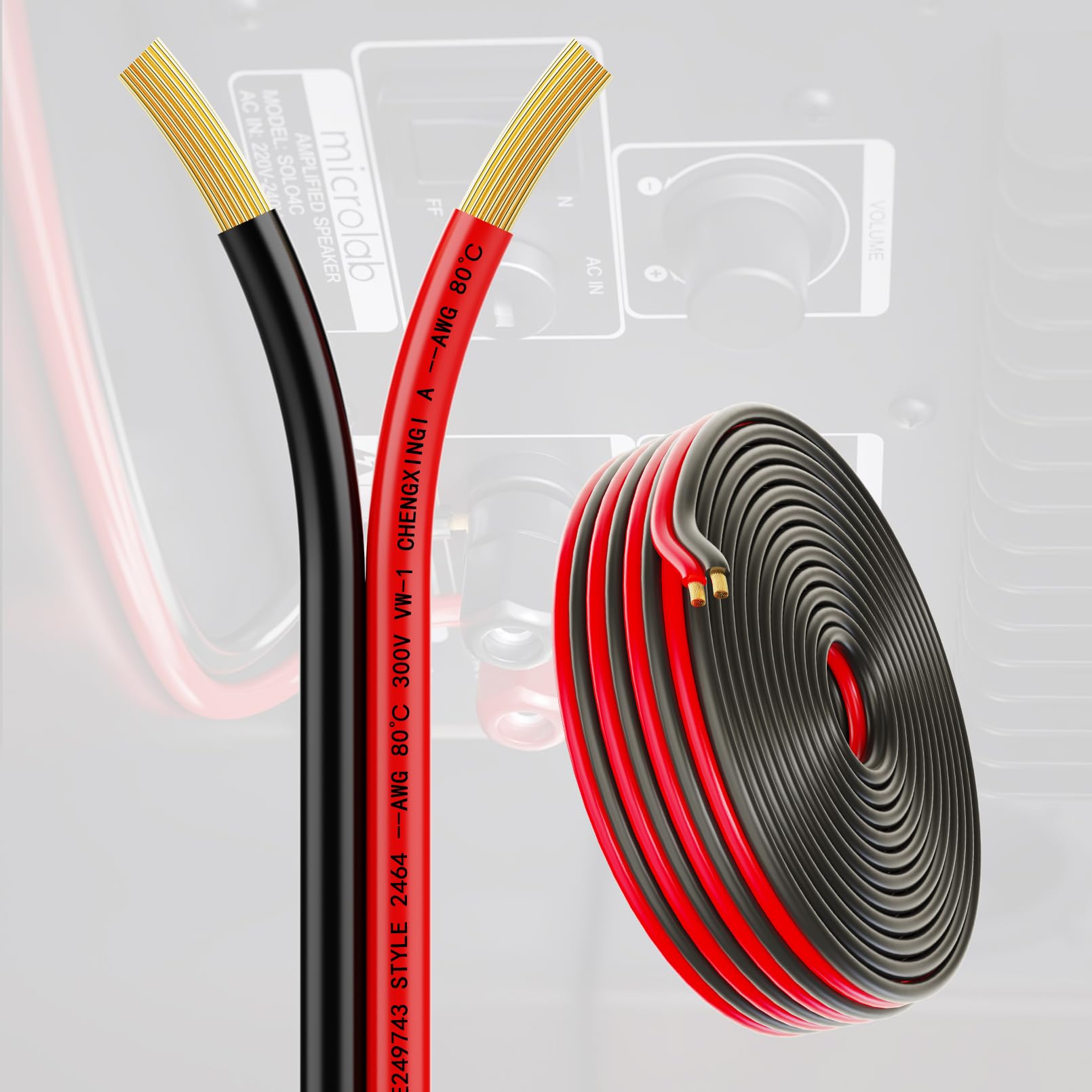Piwaal 14AWG Spool 2.0mm² 25 ft Per Spool 14 Gauge 2Parallel Wire (Red 7.62M Black 7.62M) Bare Copper Wire for LED Strips/Bulbs/Lamps.