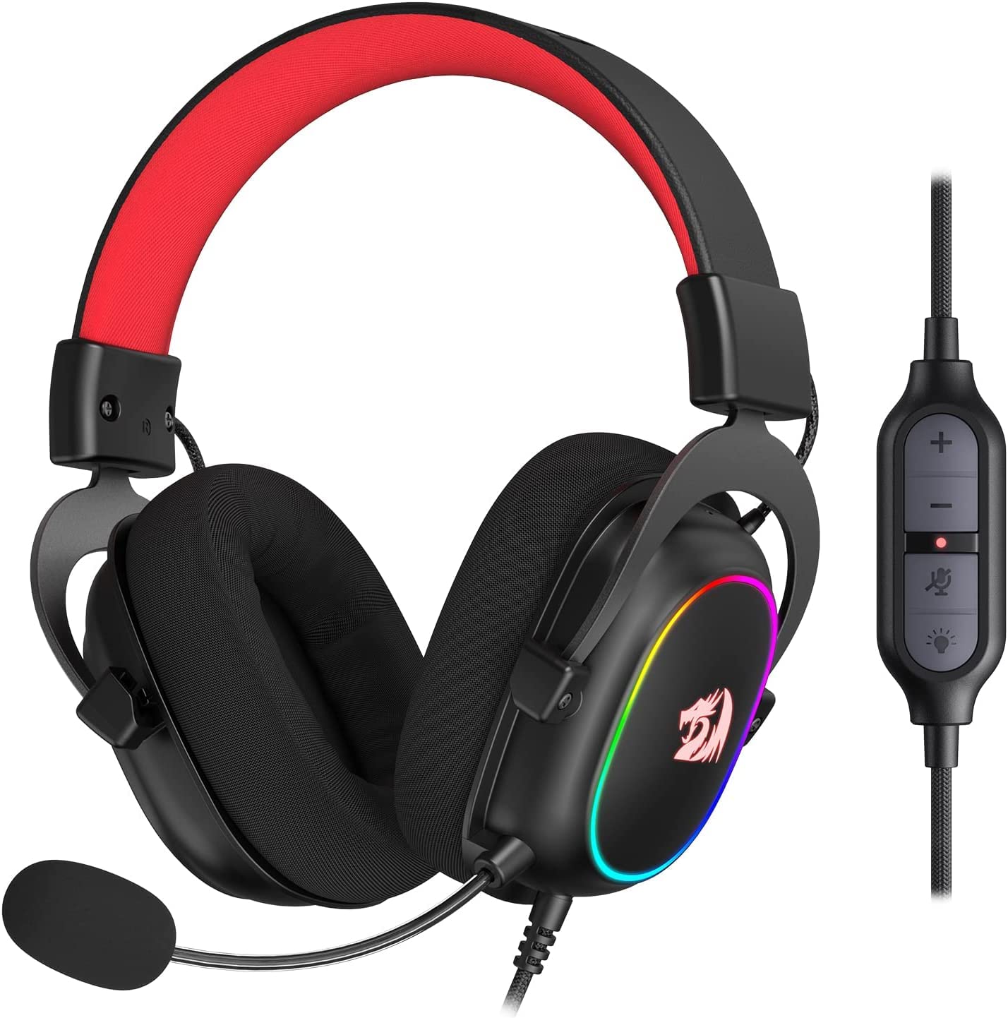 Redragon H510 Zeus Wired Gaming Headset - 7.1 Surround Sound - Memory Foam Ear Pads - 53MM Drivers - Detachable Microphone - Multi Platform Headphone - Works with PC/PS4 & Xbox One, Nintendo Switch