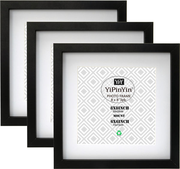 Black 50x70cm Boxed Picture Frames Set of 3 with Mounts for 40x60cm, 70x50cm poster frame with Acid Free mount for 40x60cm photo (Black 3Pack)