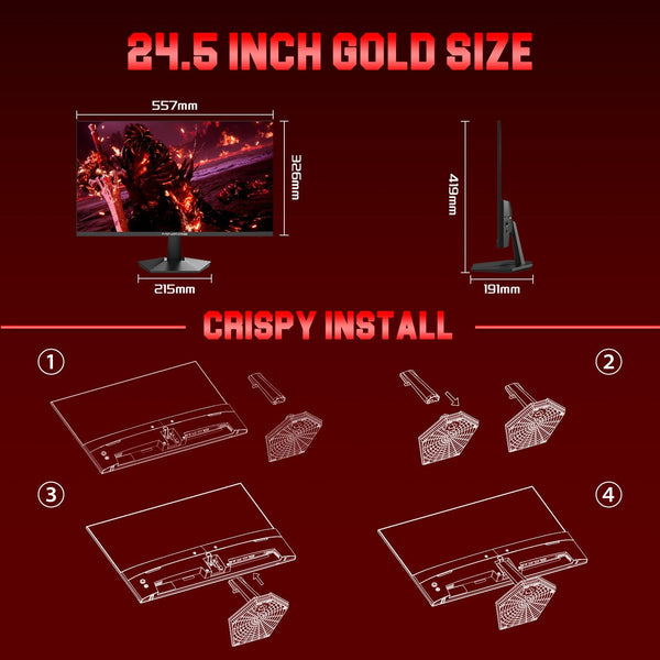 Minifire 27 Inch Gaming Monitor, 180Hz, Curved Gaming Monitor, Built in Speaker, Crosshair, 1Ms, sRGB130%, FHD 1080P Computer Screen, VESA Compatible, Eye Care Adaptive Sync HDMI＆DP Prots （MFG27C1 ）