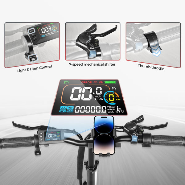 SAMEBIKE Shiman0 7-Speed Foldable Electric Bike for Adults, 20"*2.35 Fat Tire Ebike, Max Range 110KM, Dual Shock Absorber, E-bike for Commuting and Off-Road Adventures