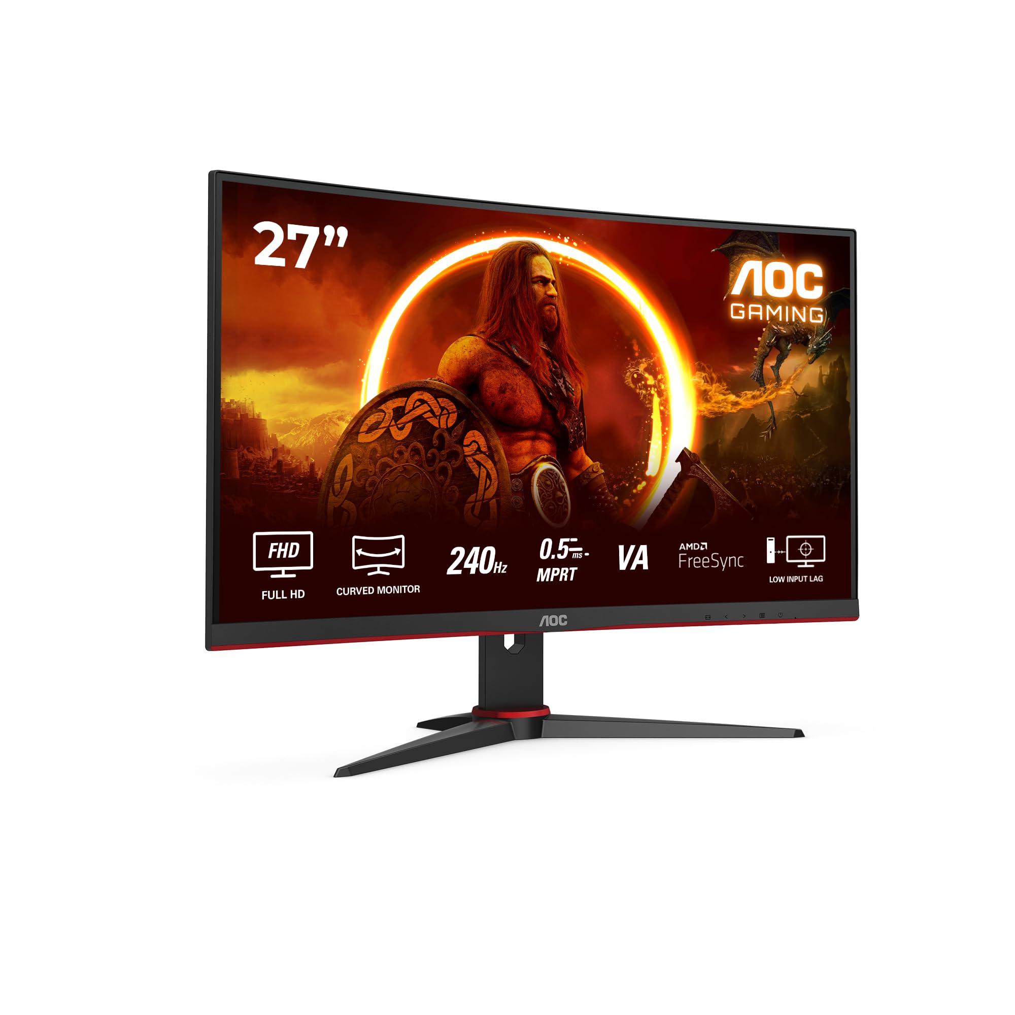 AOC Gaming 25G3ZM/BK - 24.5" 240Hz FHD Monitor, 0.5ms MPRT, FreeSync Premium (1920x1080, HDMI 2.0 x 2, DisplayPort 1.2 x 1, Headphone out (3.5mm)) black/red