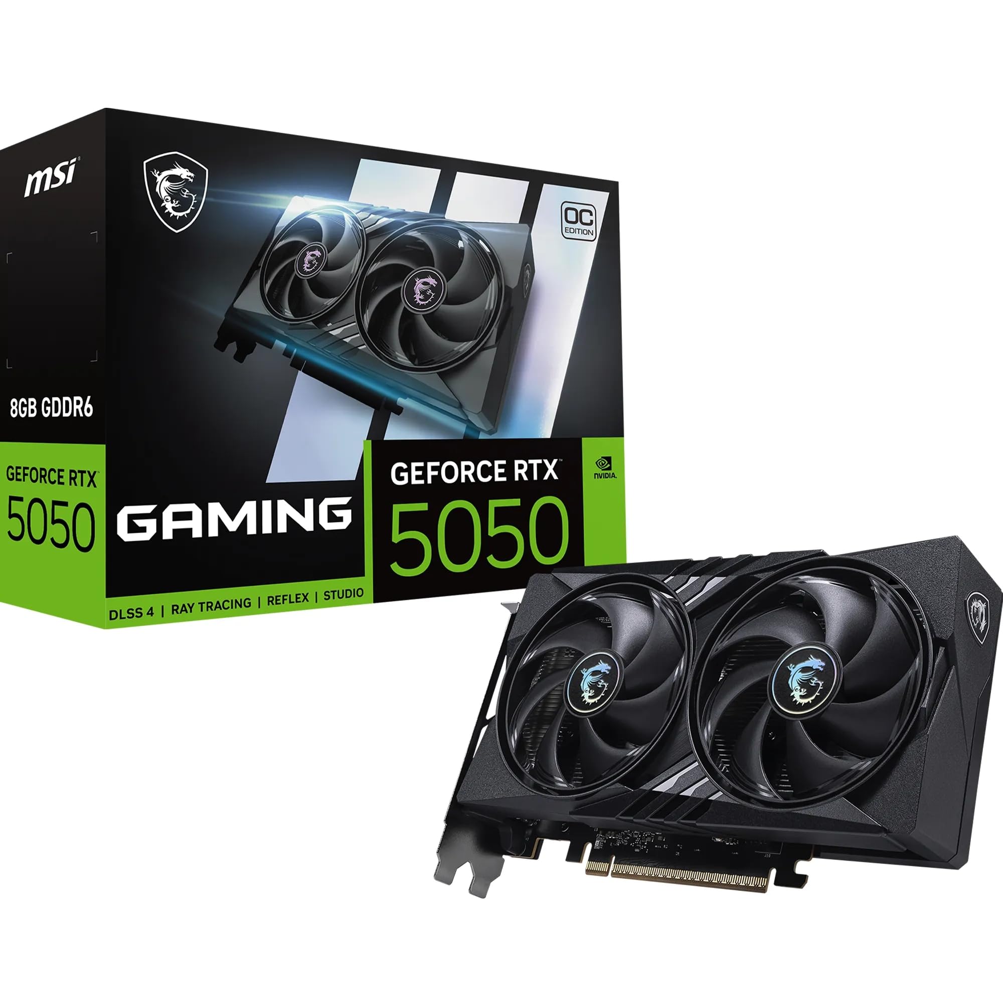 MSI GeForce RTX 3050 VENTUS 2X XS WHITE 8G OC Gaming Graphics Card - 8GB GDDR6, 1807 MHz, PCI Express Gen 4, 128-bit, 1x DP (v1.4a), 1x HDMI 2.1 (Supports 4K)