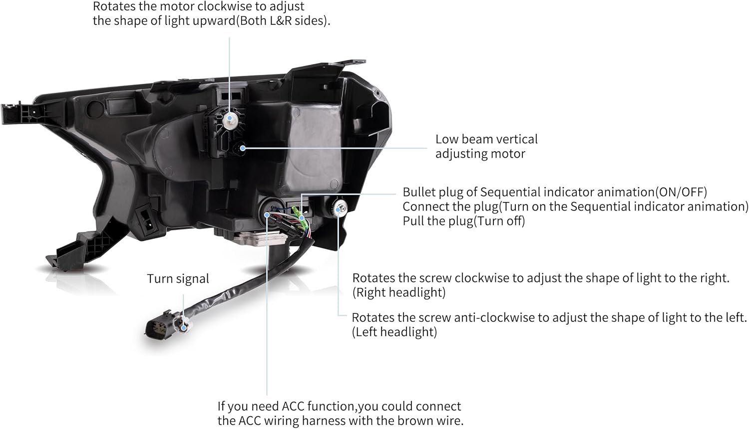 VLAND Headlight Pair Suitable for Ranger T6 T7 T8 T8 XL XLT Wildtrak 2015-2021 with Sequential Indicators (Clear) LHD