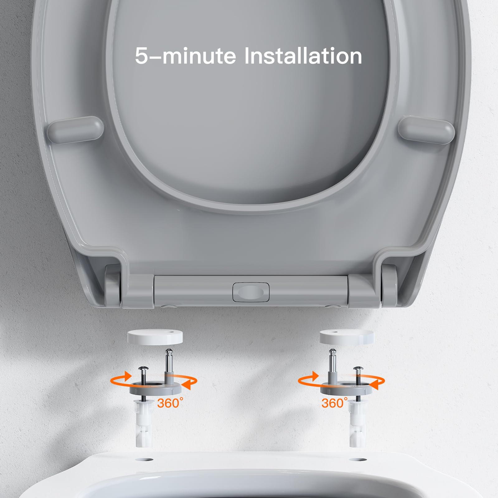 Pipishell Soft Close Toilet Seat, Toilet Seat with Quick Release for Easy Clean, Simple Top Fixing, Standard Toilet Seats White with Adjustable Hinges, O Shape