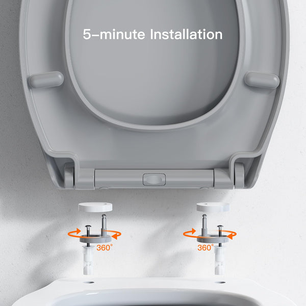 Pipishell Soft Close Toilet Seat, Toilet Seat with Quick Release for Easy Clean, Simple Top Fixing, Standard Toilet Seats White with Adjustable Hinges, O Shape