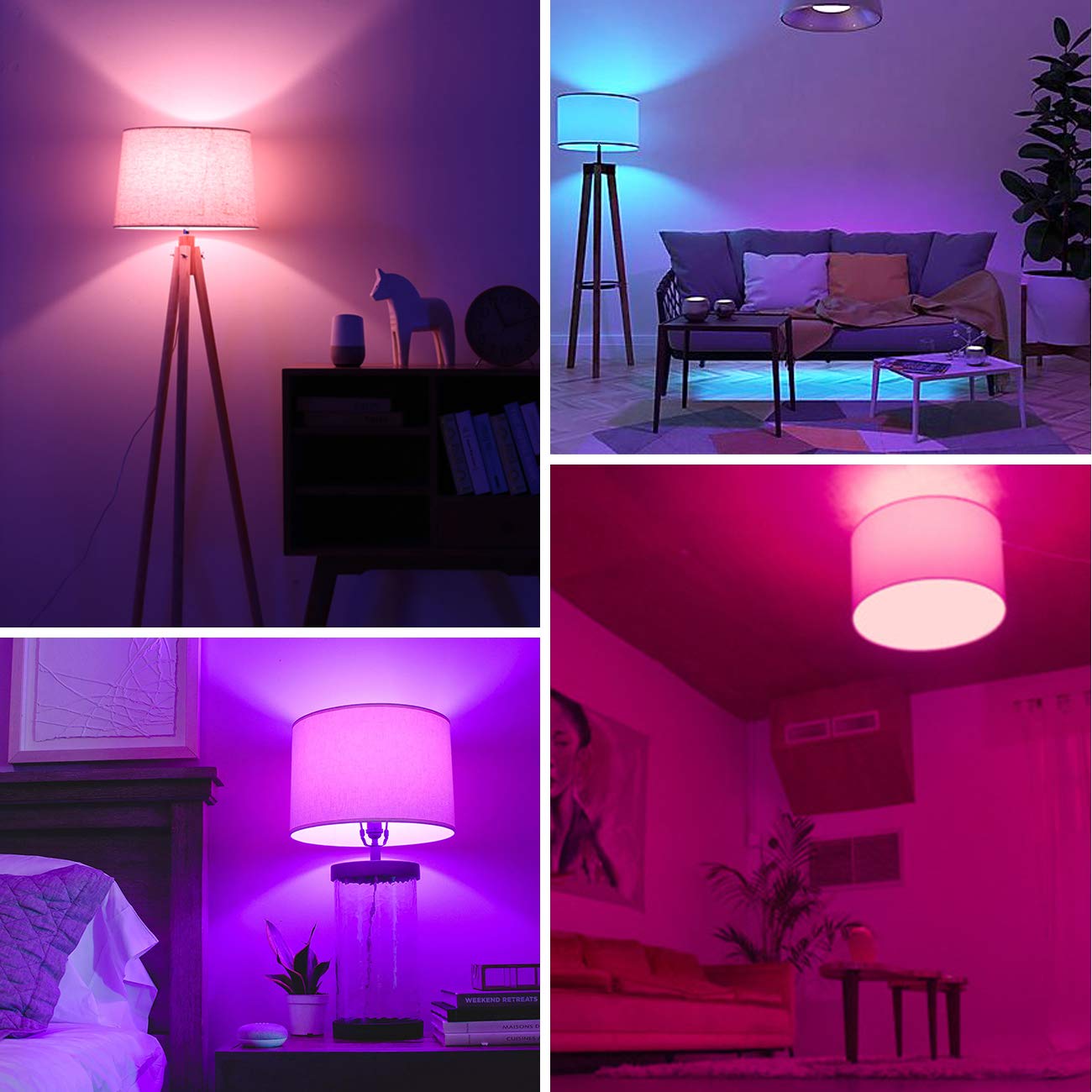 ANWIO Smart BR30 E27 LED Light Bulb,8.5W Equivalent 60W, RGB 16 Million Colour, Compatible with Alexa and Google Assistant,WiFi Blueooth Control for