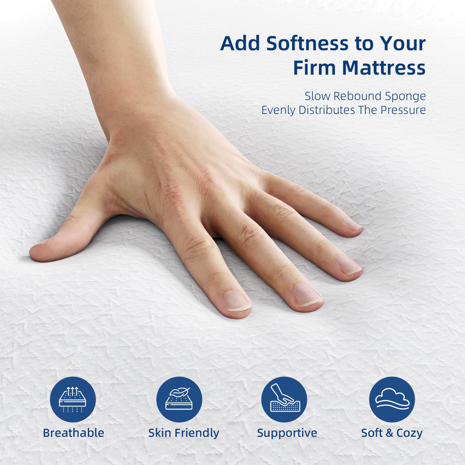 WOWTTRELAX Dual-Layer 2 Inch Memory Foam Mattress Topper, King Size with Anti-Mite & Breathable Knitting Cover, Cooling Mattress Topper for Back Pain (150x200x5cm)