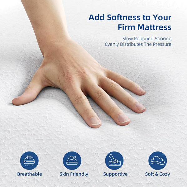 WOWTTRELAX Dual-Layer 2 Inch Memory Foam Mattress Topper, King Size with Anti-Mite & Breathable Knitting Cover, Cooling Mattress Topper for Back Pain (150x200x5cm)