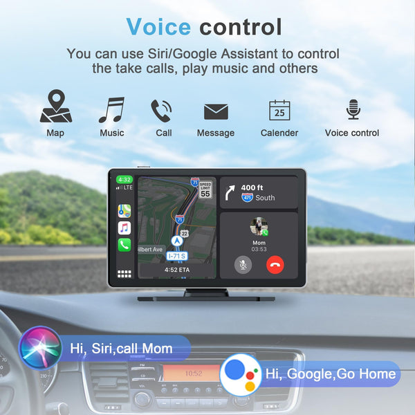 Car Stereo,9 Inch CarPlay Screen for Apple Car play & Android Auto,Portable Car Player Wireless Car Play Screen with Voice Control, Suitable for Most Vehicles (9 Inch +Camera)