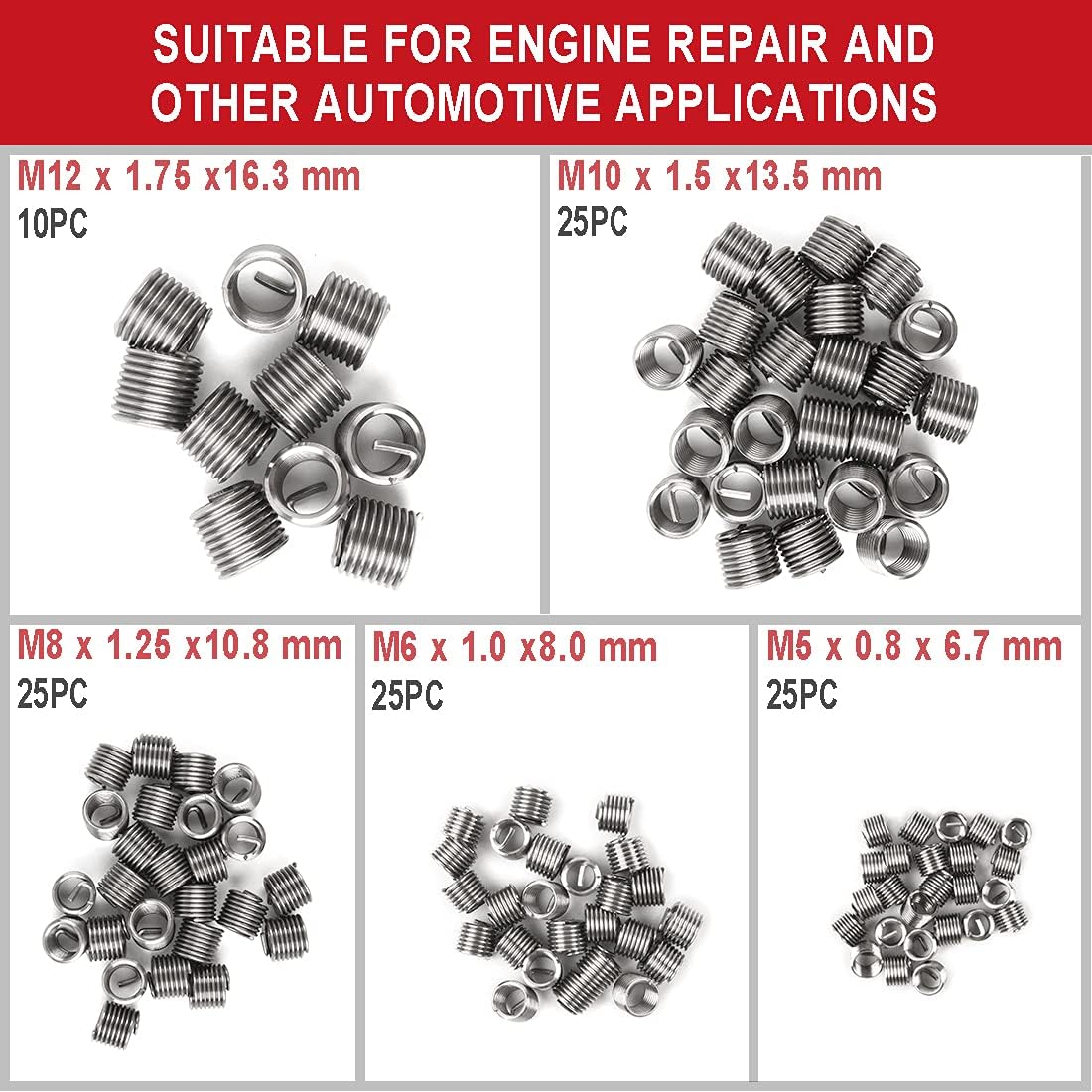 FOURROBBER 131PCS Thread Repair Kit, HSS Drill Helicoil Repair Kit SAE&Metric M5 M6 M8 M10 M12 Kit