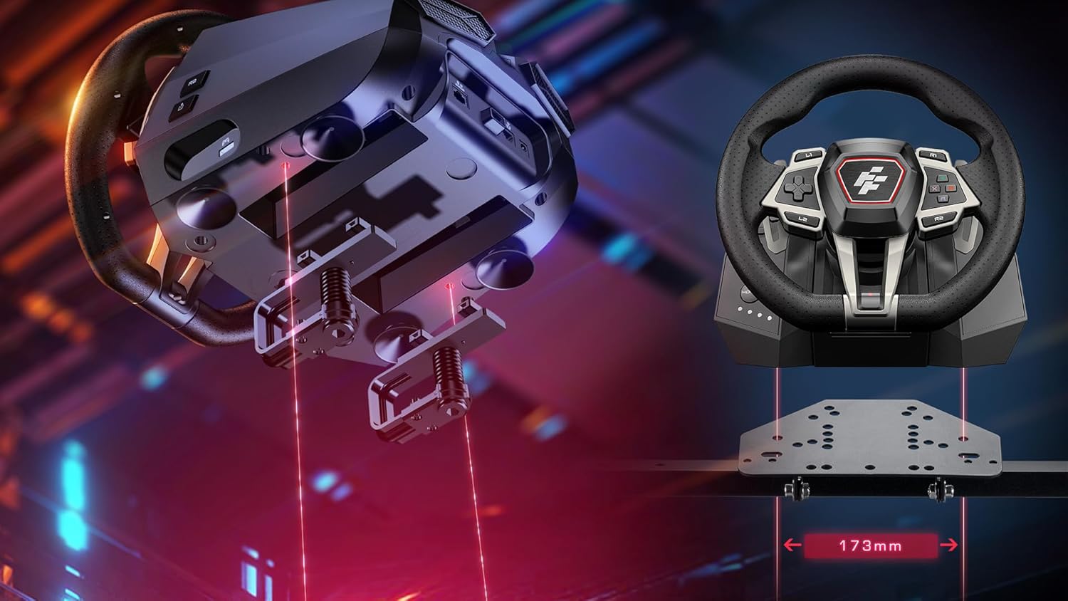 Flashfire F107 IMOLA Racing FORCE FEEDBACK Wheel,Pedals, Shifter, Hall-Effect Sensor, Vibration Feedback Function, Adjustable Rotation 270° and 900°, Red/Black for PS4, XBOX X/S and One, Switch, PC