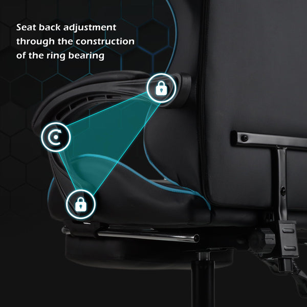Play haha.Ergonomic reclining seat with footrest adjustable headrest and lumbar cushion high back support padded armrests PU leather finish for gaming home or office use
