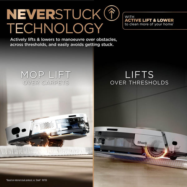 Shark PowerDetect 2-in-1 Robot Vacuum & Mop, NeverTouch Pro 60-Day Self Empty, Self-Refill and Self-Clean Robot Vacuum with 3D & LiDAR Navigation, NeverStuck Obstacle Bypass, WiFi/App White