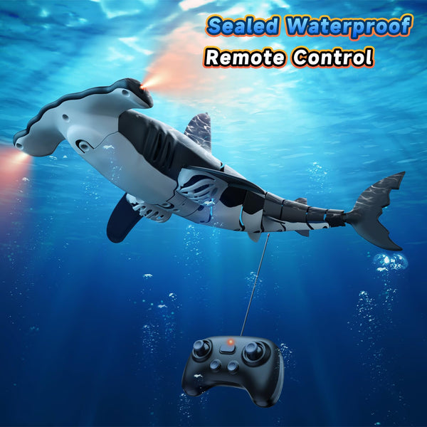 fygurso Remote Control Shark Toys High Simulation, Summer Water Toys for Kids, for Boys Ages 6+, Party Fun Games for Pool & Bath (Gray)