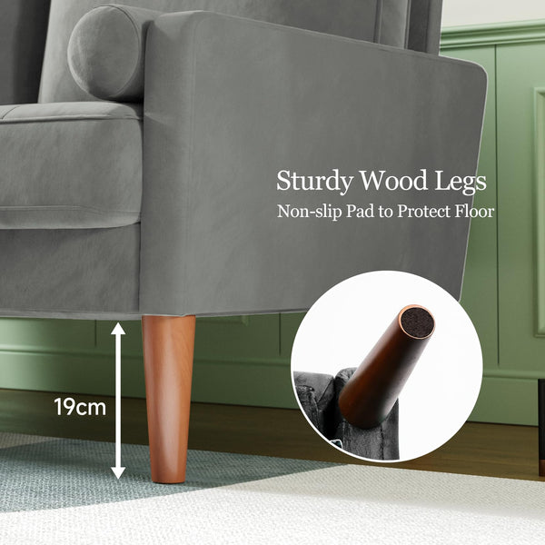 Vesgantti Small 2 Seater Sofa Blue, Comfy Sofa Couch with Spring Cushion, Velvet Sofa with Wood Legs, Modern Love Seat Sofa, Sofa 2 Seater for Living Room, Small Sofa for Bedroom, Blue Office Sofa