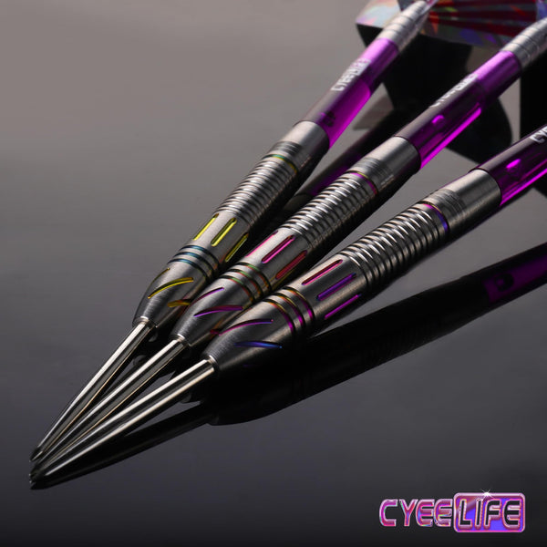 CyeeLife Tungsten Darts 23g Steel Tip,Steel Tip Darts Set with PC Shafts + Tungsten Barrels + Dart Flights + Dart Sharpener,Professional Tungsten Darts Set