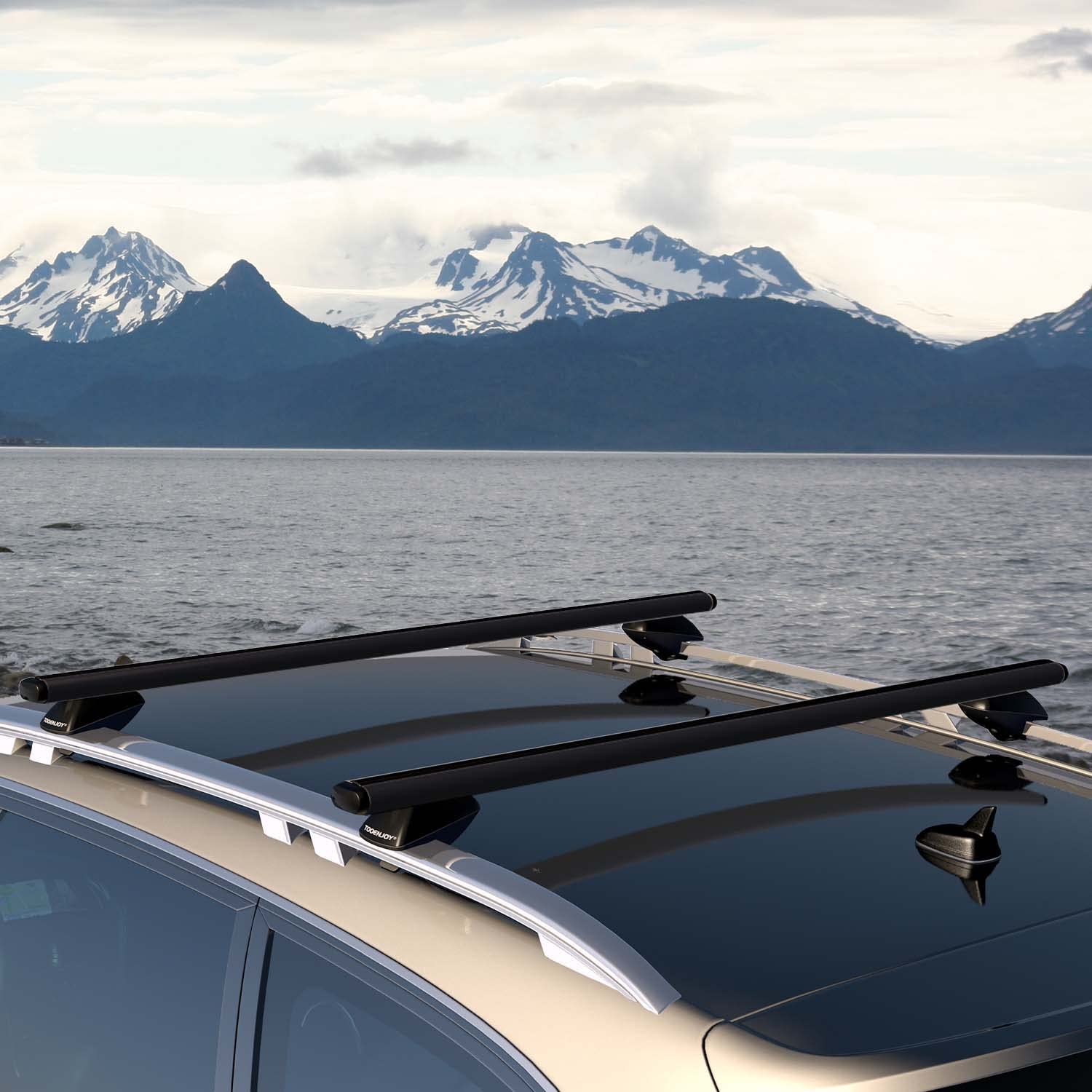 COWVIE 135cm Roof Rack Cross Bars, Adjustable Aluminum Roof Bars, Fits Most Existing Raised Side Rails with Gap - White