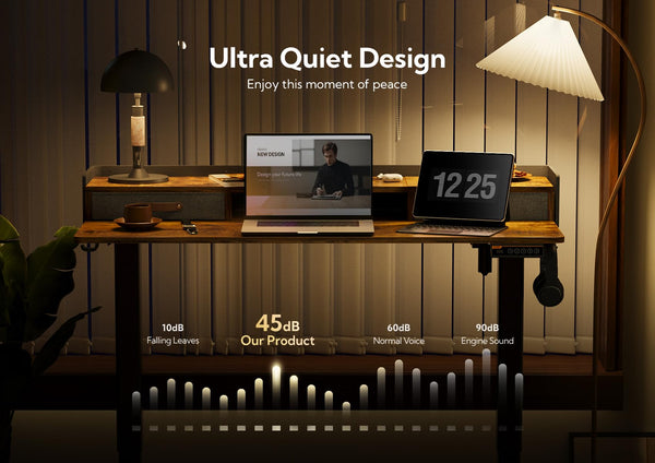 Claiks Electric Standing Desk with Drawers, 120x60cm Height Adjustable Desk with Storage Shelf and Splice Board, Stand Up Desk for Home Office, White Frame/Maple Top