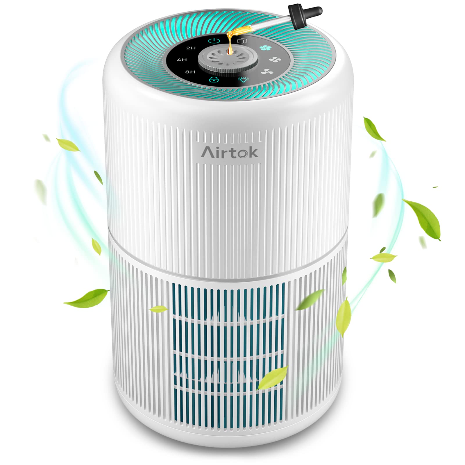 AIRTOK Air Purifiers, Air Purifier for Bedroom Home with Aromatherapy Sponge, 4-Stage Air Filter Removes 99.97% of Dust, Pollen and Ultrafine