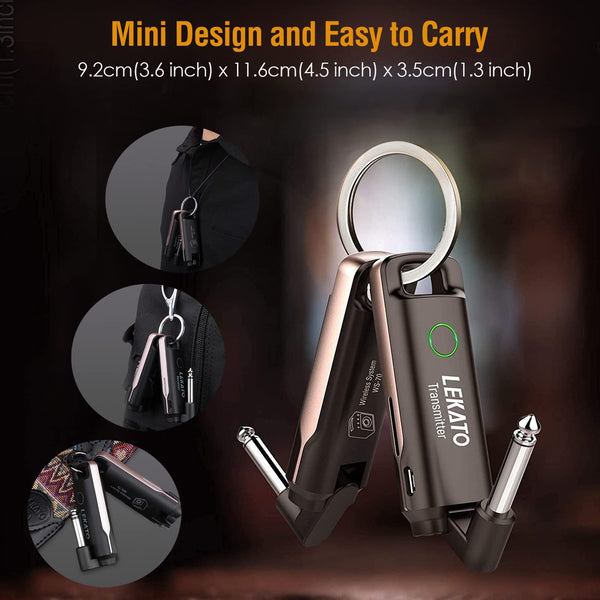 Wireless Guitar System,LEKATO Wireless Guitar Transmitter Receiver with 70 Channels,<3ms Low Latency Rechargeable Digital Audio Guitar Cable Cordless Bass Jack Lead for Electric Guitars,Bass,KeyBoard