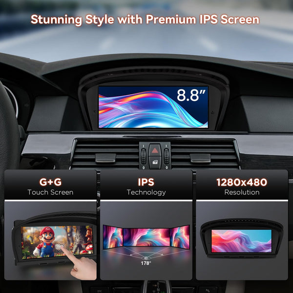 XTRONS 8.8" Car Stereo Android Octa-Core 4+64GB for BMW 3 Series E90 E91 5 Series E60 E61 (2005-2008) w CCC system Touch IPS Screen GPS navigation, w 4G LTE CarAutoPlay Android Auto Support AHD Camera
