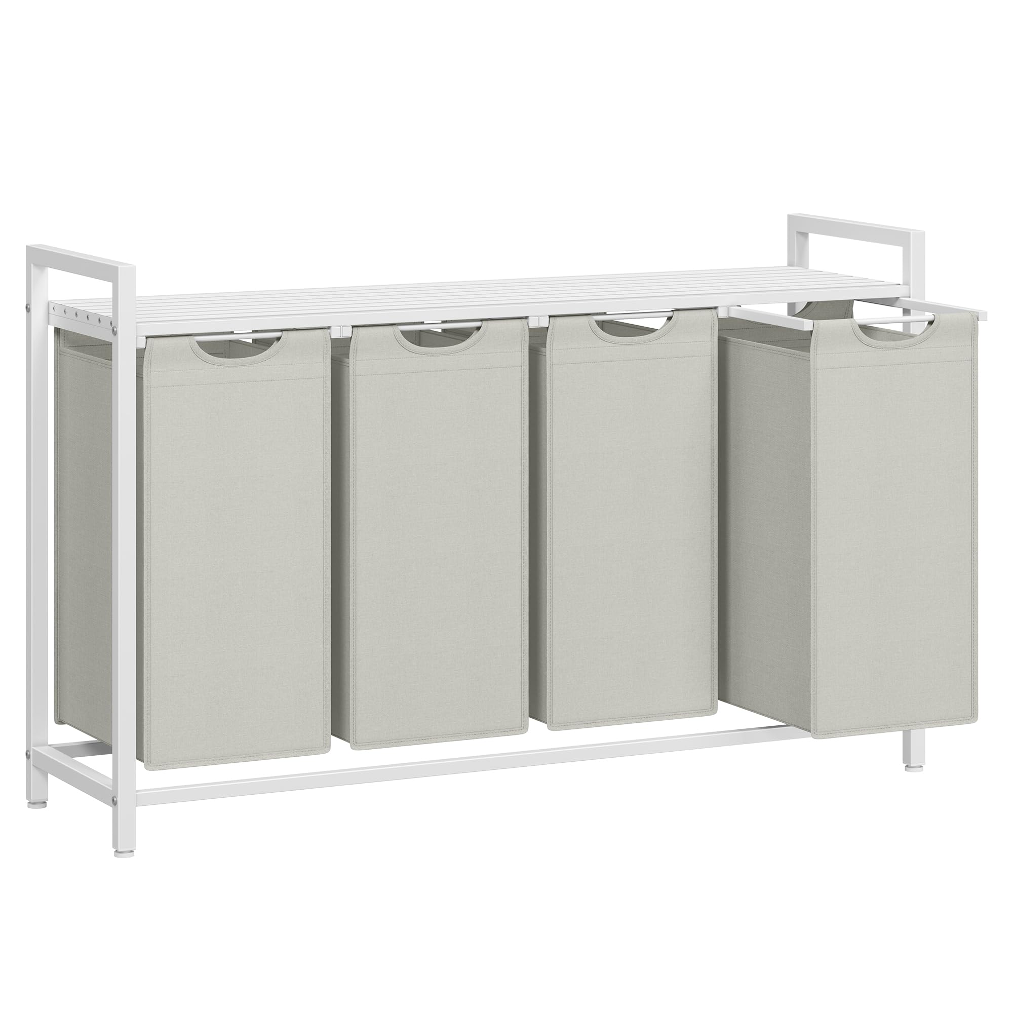 VASAGLE Laundry Basket, Laundry Hamper, Pull-Out and Removable Liner Bag, Shelf, Metal Frame, 65 L, 50 x 33 x 72 cm, Ink Black and Rustic Brown BLH101B01