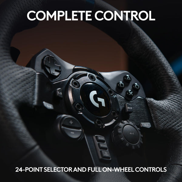 Logitech G G923 Racing Wheel and Pedals, TRUEFORCE up to 1000 Hz Force Feedback, Responsive Driving Design, Dual Clutch Launch Control, Genuine Leather Wheel Cover, for PS5, PS4, PC, Mac - Black