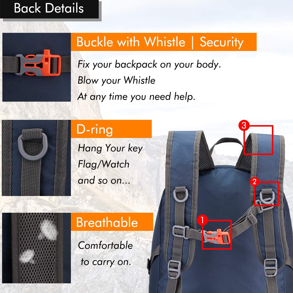 MAXTOP 40L Ultra Lightweight Packable Backpack Foldable Rucksack Water Resistent For Men Women Kids Outdoor Camping Hiking Travel Daypack Handy Durable