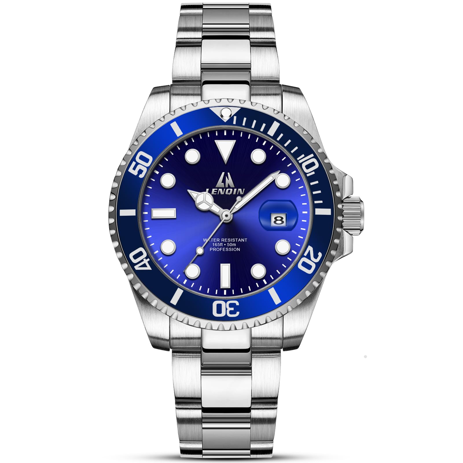 LN LENQIN Mens Watches Stainless Steel Watches Men Waterproof Analog Quartz Watch Men's Wrist Watches with Date Fashion Casual Man Watch