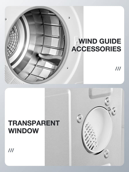 4KG Small Vented Dryer with Sensor Dry, FOHERE 1200W Compact Tumble Dryer with Stainless Steel Tub, Control Panel Downside Easy Control for 5 Automatic Drying Modes, White