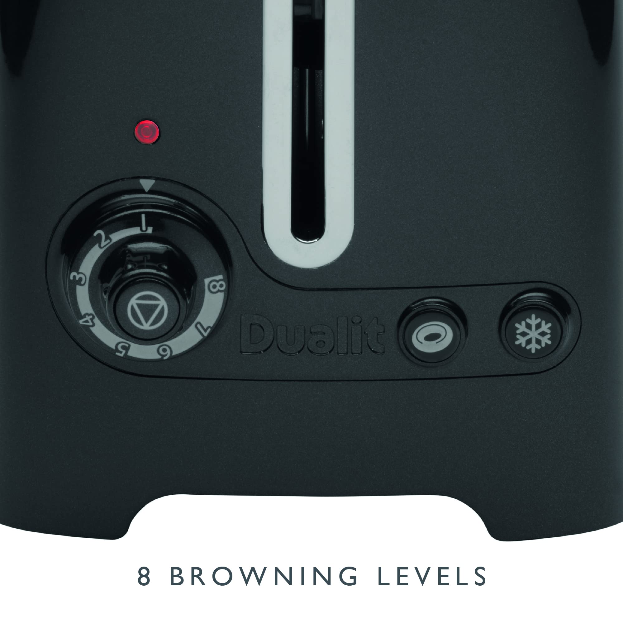 Dualit 2 Slice Lite Toaster | 1.1kW Toasts 60 Slices an Hour | Polished with High Gloss Black Trim | Bagel & Defrost Settings | 36 mm Wide Slots |