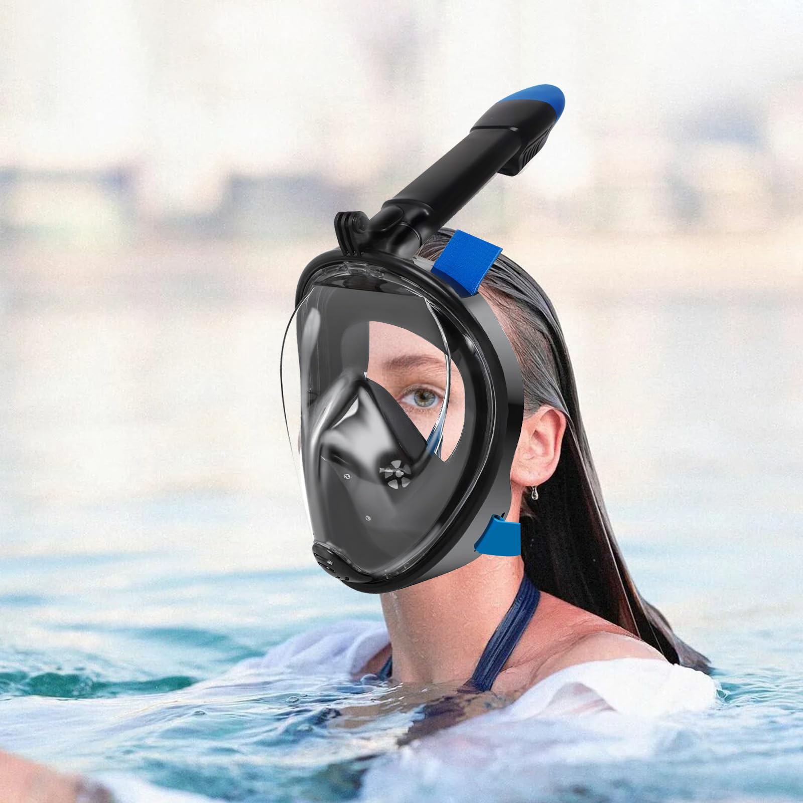 Jsdoin Snorkel Mask Full Face,180°view Design - Anti-fog, Anti-leak Technology - Sports Camera Compatible - for a Safe Adults and Kids Snorkeling Experience