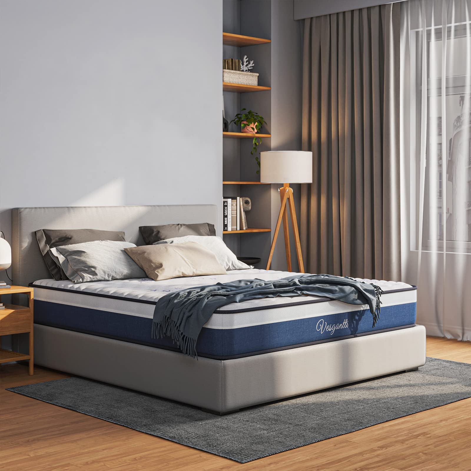Vesgantti Single Mattress, 10 Inch Hybrid Single Size with Breathable Memory Foam and Individual Pocket Spring-Medium Firm, 3FT Mattress, 90x190x25cm