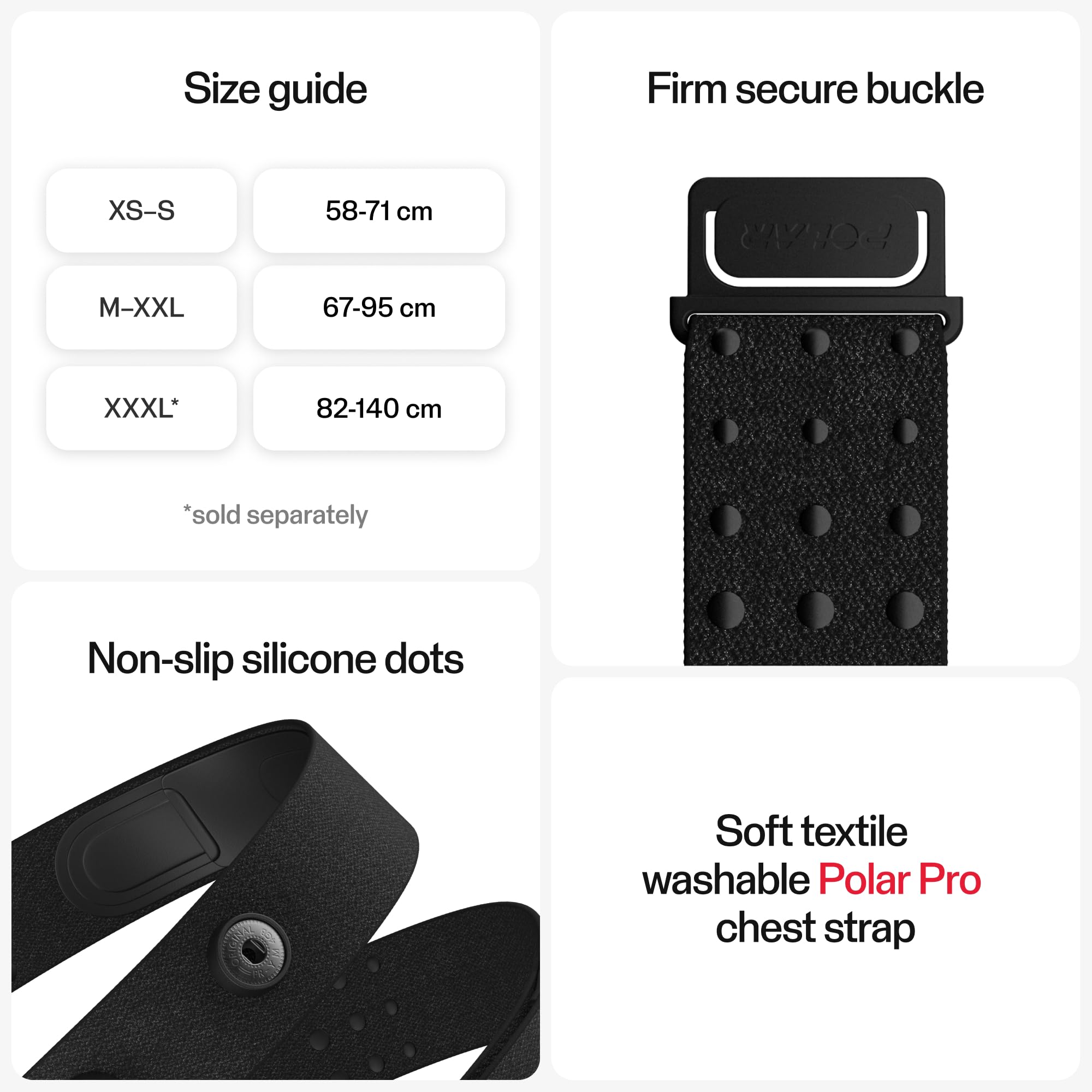 Polar H10 Heart Rate Monitor – ANT Plus, Bluetooth - Waterproof HR Sensor with Chest Strap - Built-in memory, Software updates