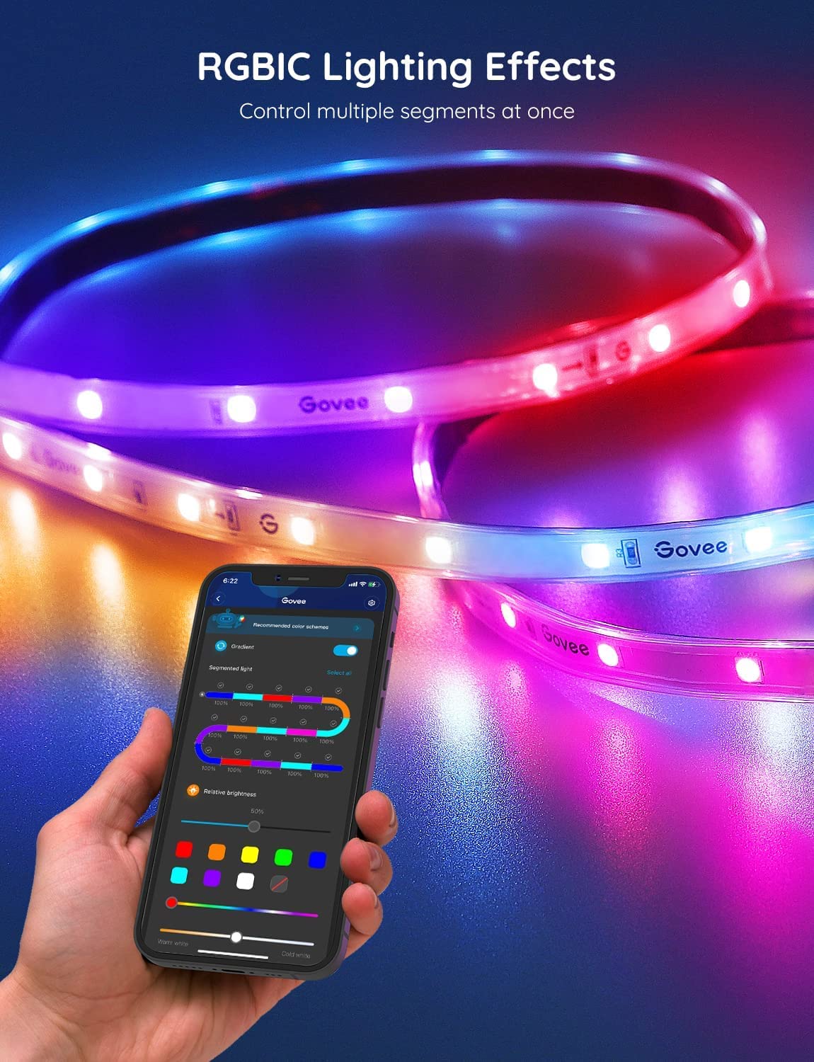 Govee Outdoor LED Strip Light, 10M RGBIC Outdoor Lights IP65 Waterproof, LED Strip for Garden, Eave, Garage, Music Sync and WiFi Voice Control, Smart App Control,Works with Alexa, Google Assistant