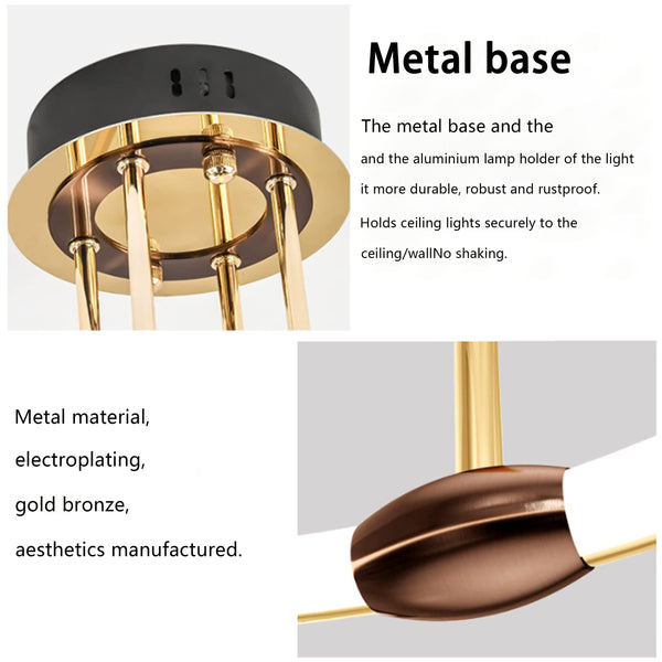 EIDEARAY LED Ceiling LightModern Nest Design Ceiling Lamp Dimmable with Remote Control Lamp Golden Ring Ceiling Lighting Apply Living Room Kitchen