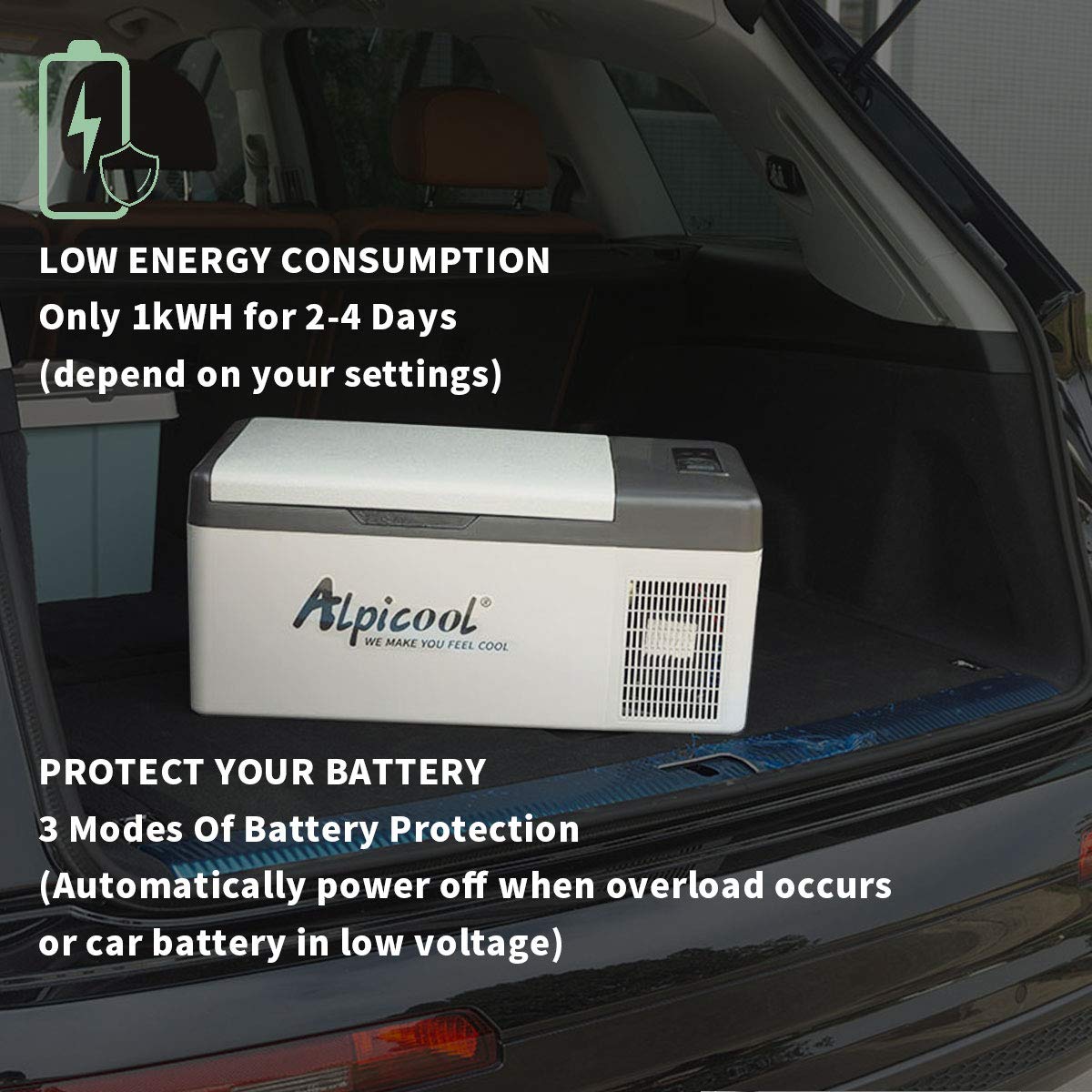 Alpicool C9PT 9L Compressor Car Fridge Freezer, DC 12v Camping Refrigerator, Portable Mini Cool Box for TruckCampervanRVBoat, -20℃ to 20℃(Black)