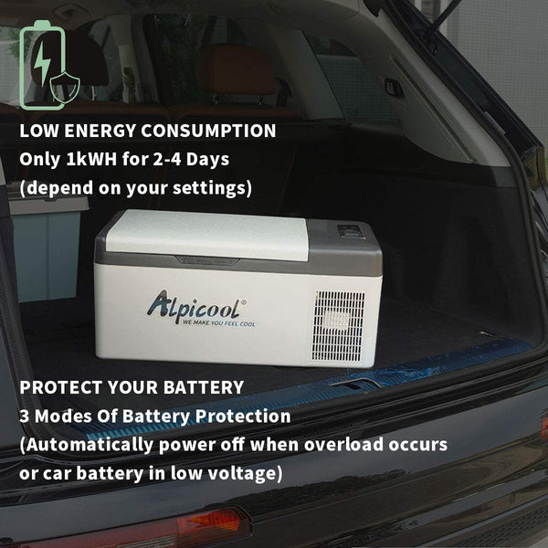 Alpicool C9PT 9L Compressor Car Fridge Freezer, DC 12v Camping Refrigerator, Portable Mini Cool Box for TruckCampervanRVBoat, -20℃ to 20℃(Black)