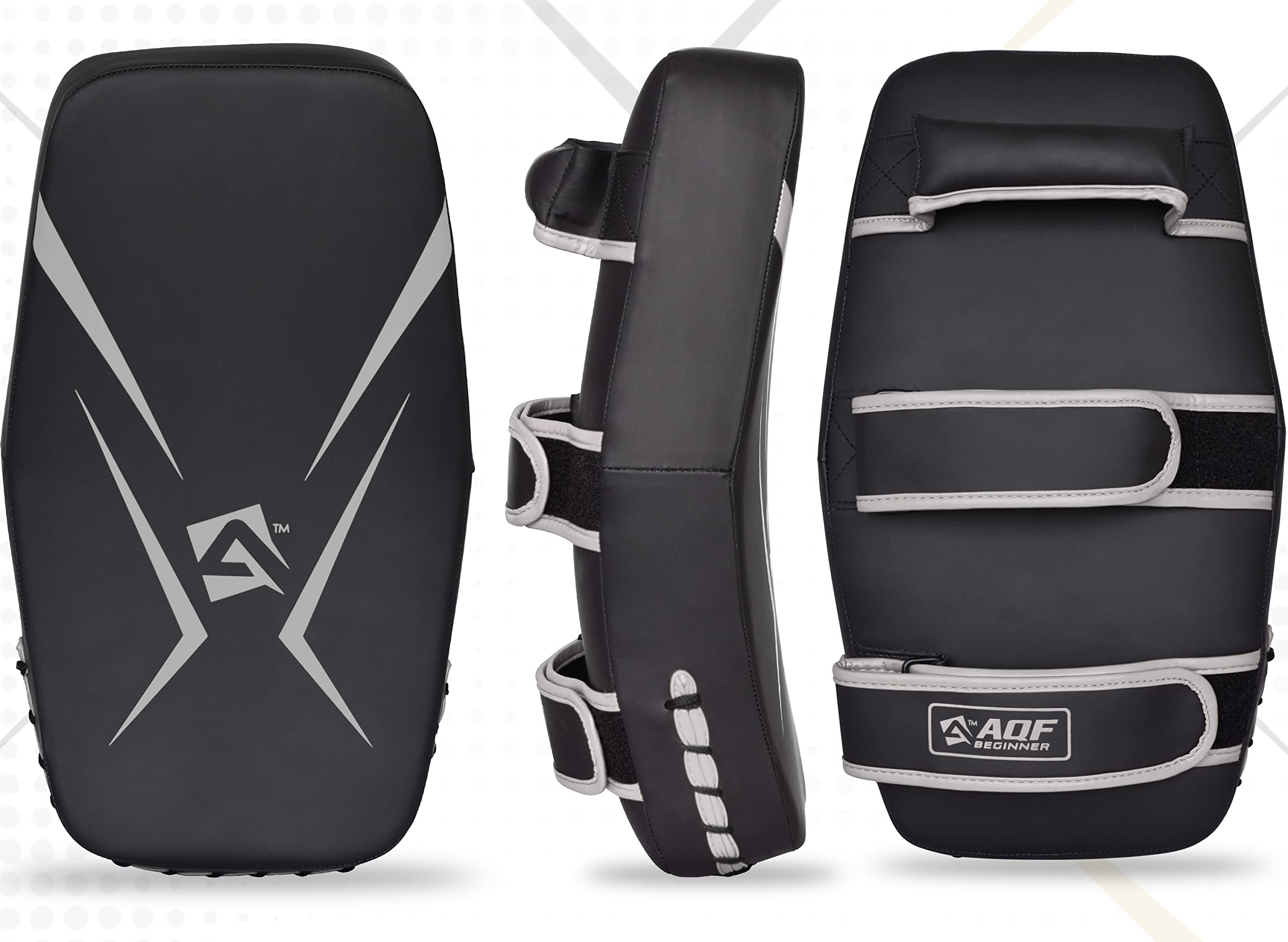 AQF Thai Pads for Kickboxing Muay Thai Pad with Solid Handle Grip, Maya Hide Leather Curved Strike Shield for Boxing MMA Martial Arts Taekwondo,