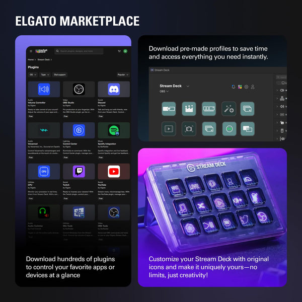 Elgato Stream Deck + White, Audio Mixer, Production Console and Studio Controller for Content Creators, Streaming, Gaming, with customizable touch strip dials and LCD keys, works with Mac and PC
