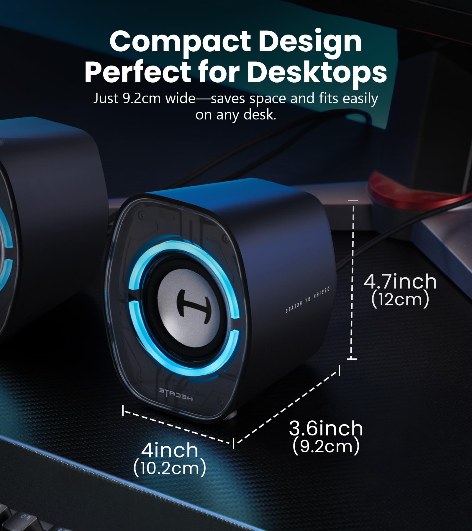 Edifier G1000 II Desktop Computer Speakers for Gaming, 2.5" Full-Range Driver & Enhanced Bass, Bluetooth 5.4 with USB-C/AUX, 9 Dynamic RGB Lighting Modes, Compact for PC/PS5/Switch - Black