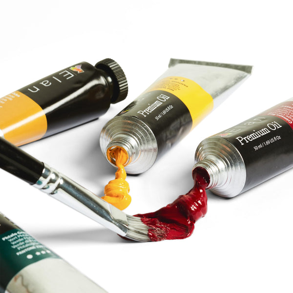 Elan Professional Oil Paint Set - 24 Tubes, 50ml Each, Adults' Non-Toxic Oil-Based Paint for Canvas